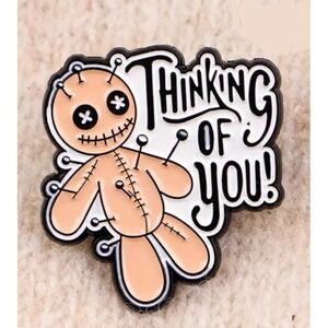 Voodoo Doll Thinking of You Enamel Pin Gothic Alternative Lapel Hat Pin Tan